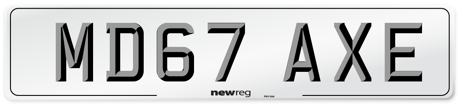 MD67 AXE Number Plate from New Reg
